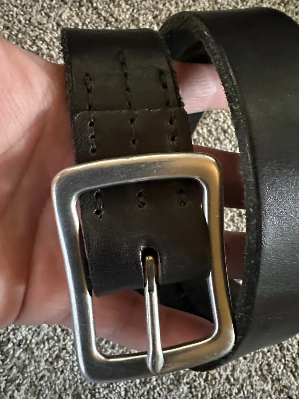 Red Wing Classic Black Leather Men's Belt with Silver Buckle